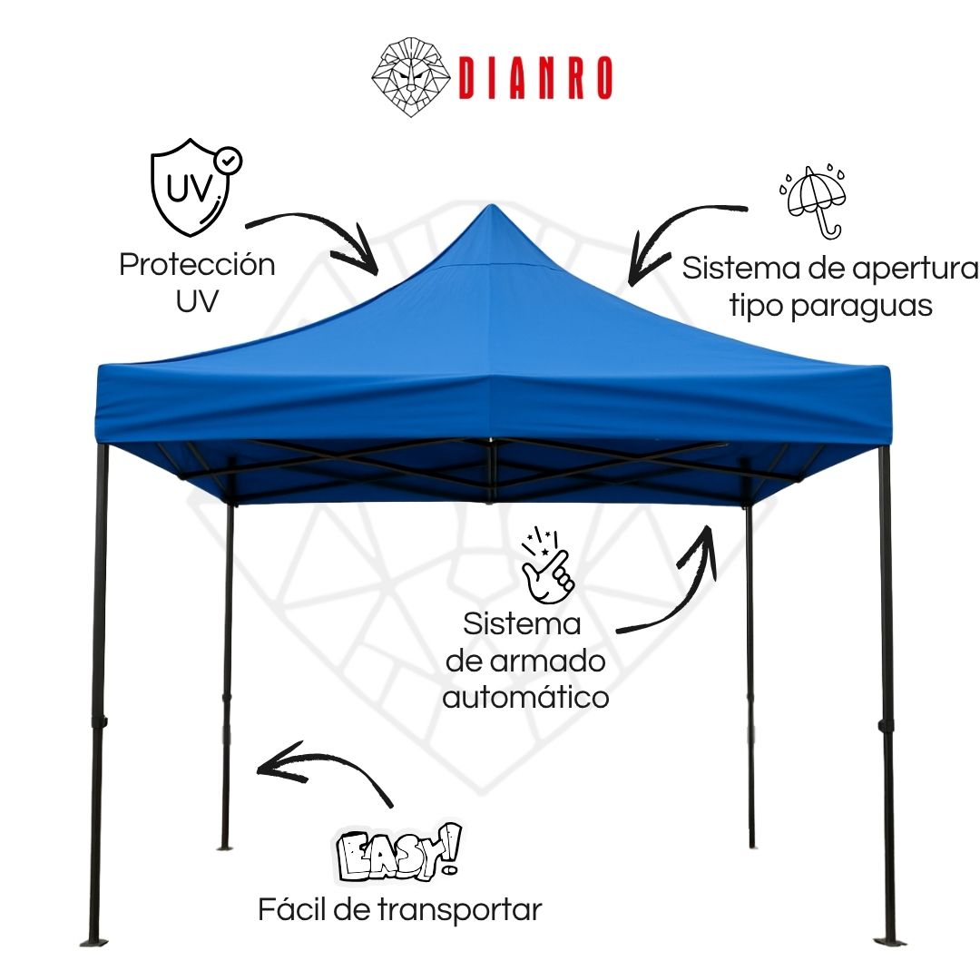 Toldo plegable 3X3 azul