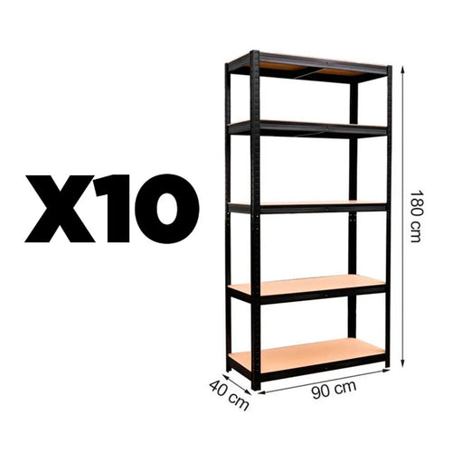 10 Estantes negros 180x90x40