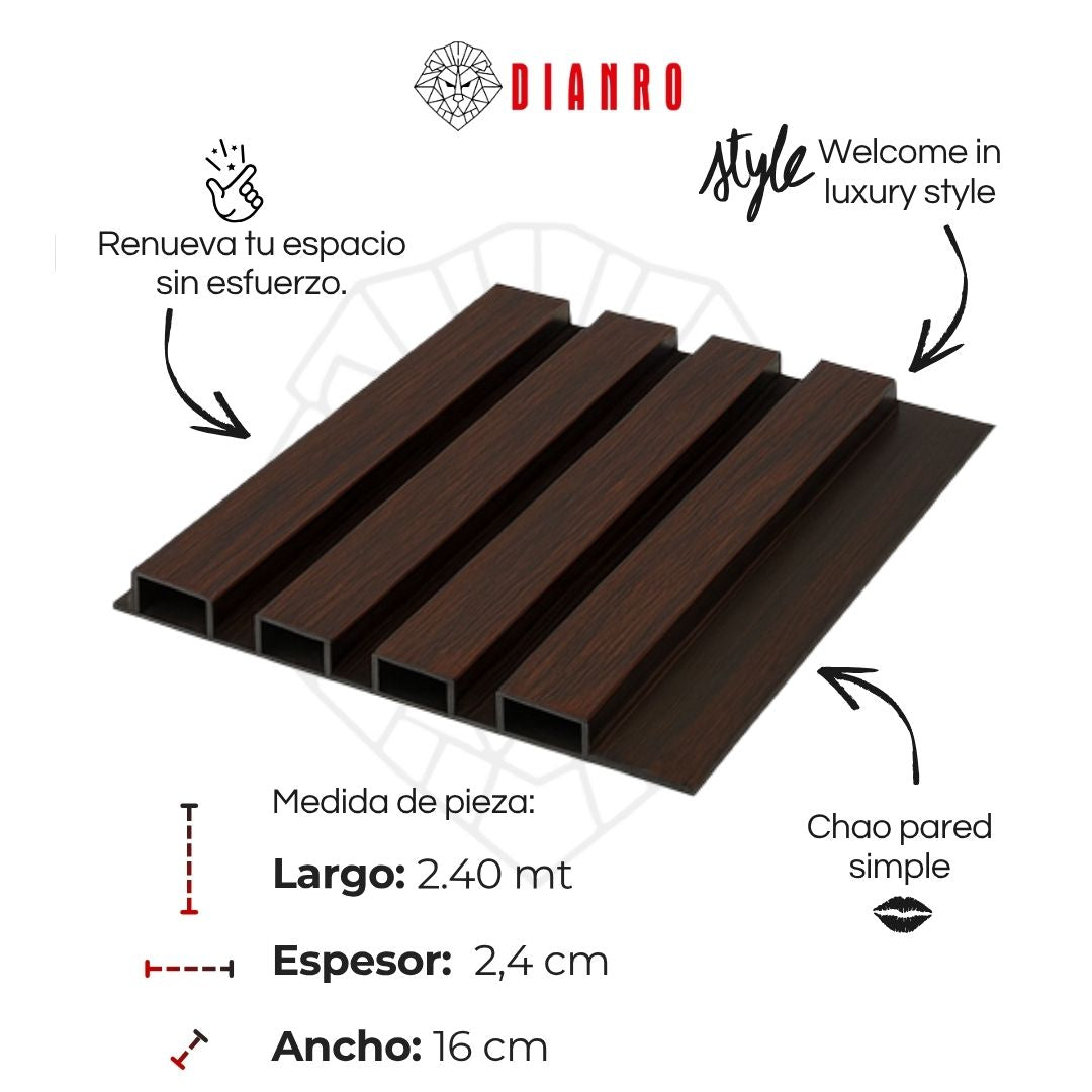 Panel decorativo de pared PVC | Color Caoba