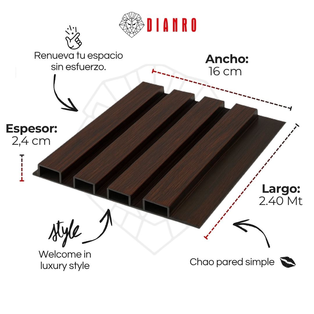 Panel decorativo de pared PVC | Color Caoba