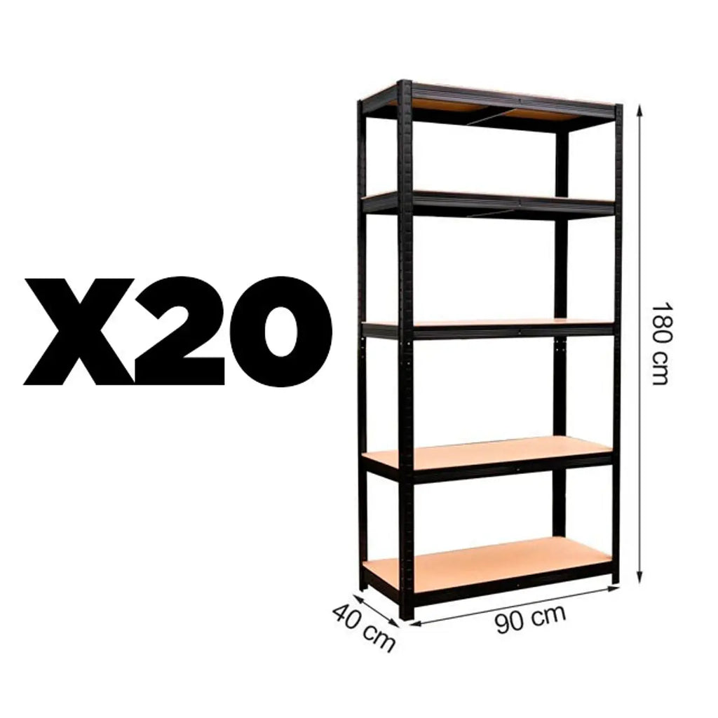 Pack 20 Estantes negros 180x90x40