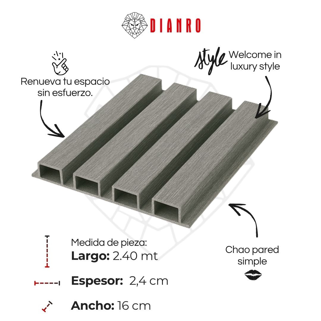 Panel decorativo de pared PVC | Color Grafito