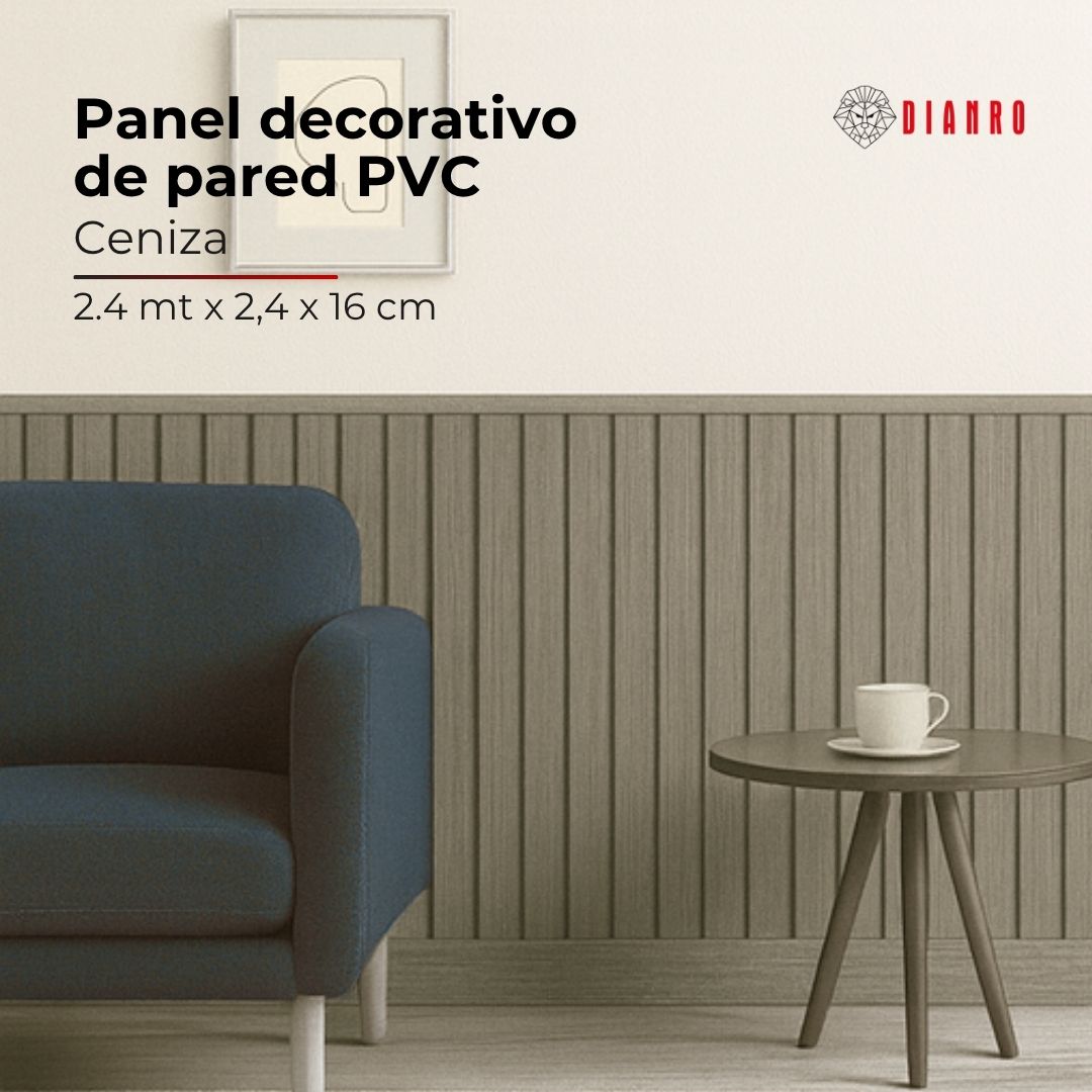Panel decorativo de pared PVC | Color Ceniza