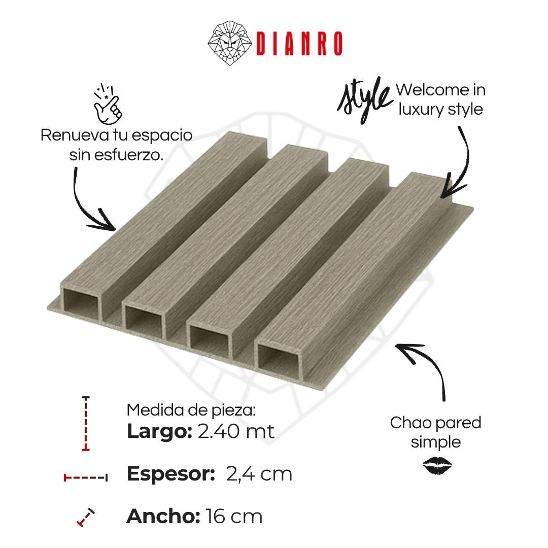 Panel decorativo de pared PVC | Color Ceniza