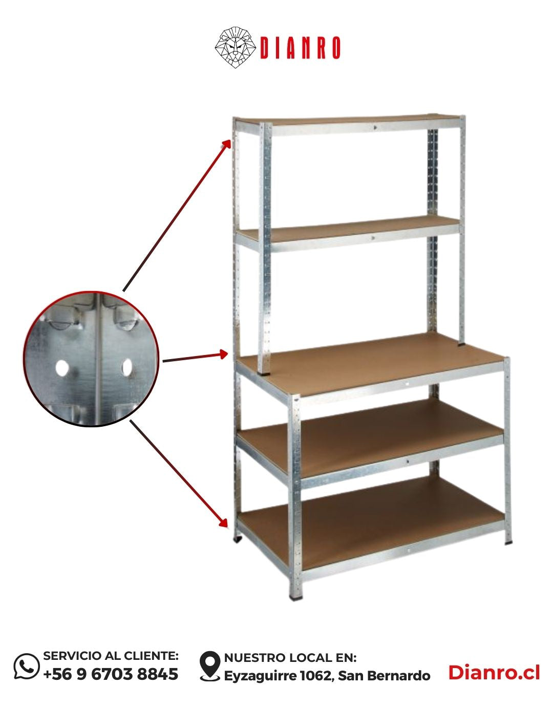 Estante Mesón 180x60x100 cm