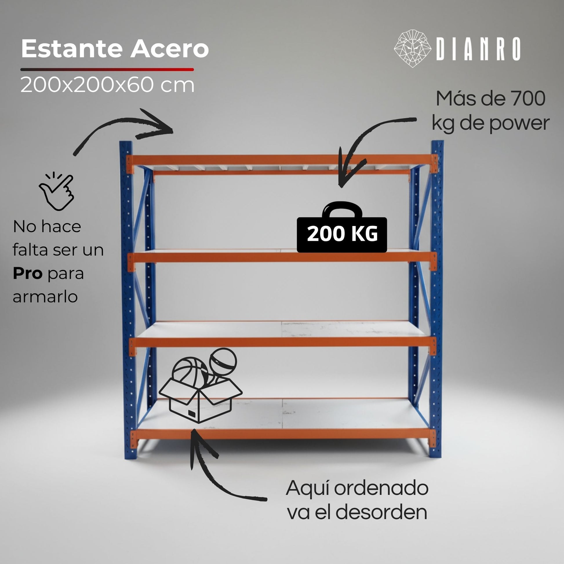 Estante Industrial Heavy Duty 200x200x60