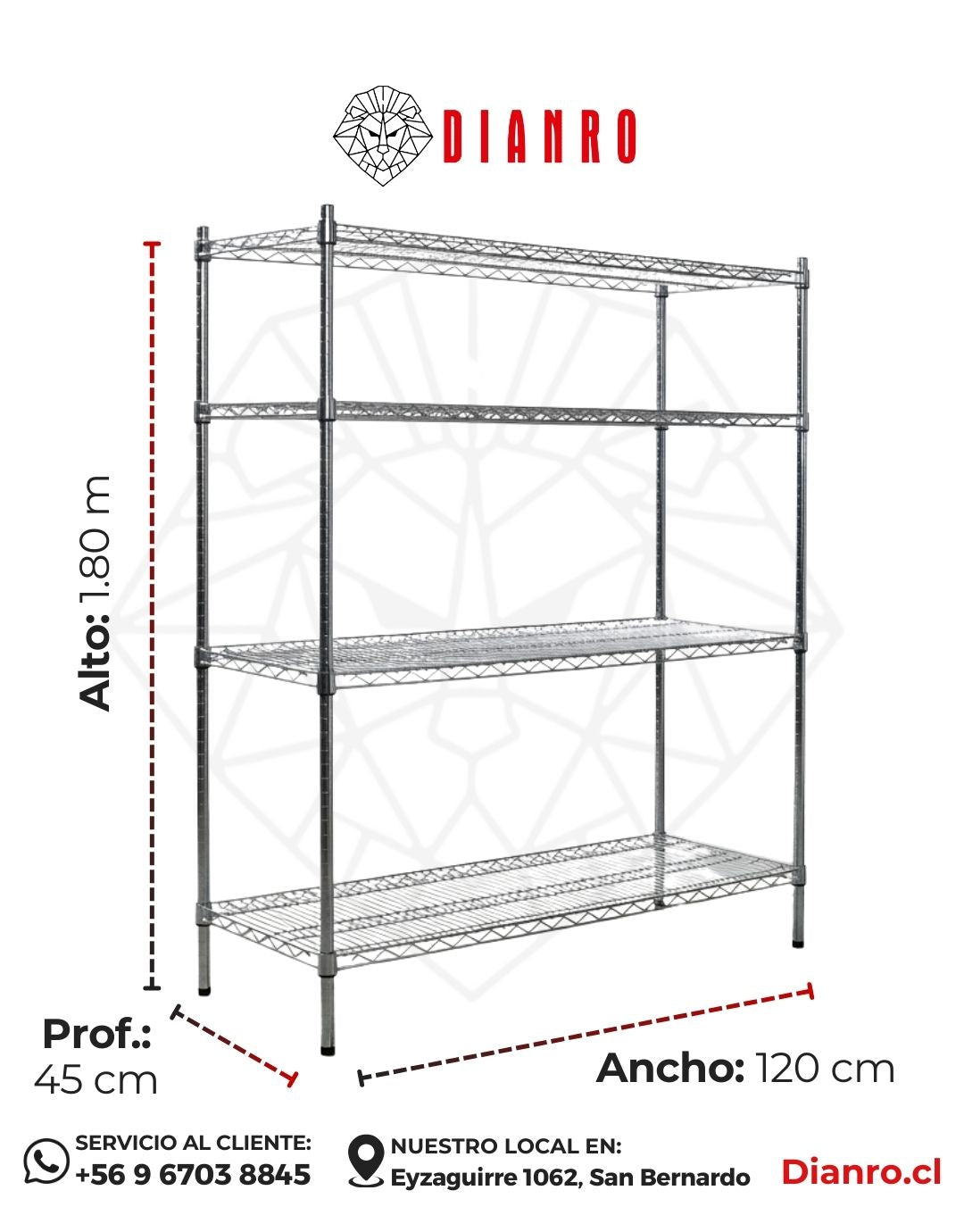 Estante Cromado 180x120x45