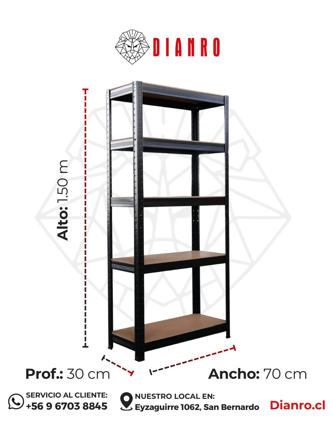 Estante Negro 150x70x30