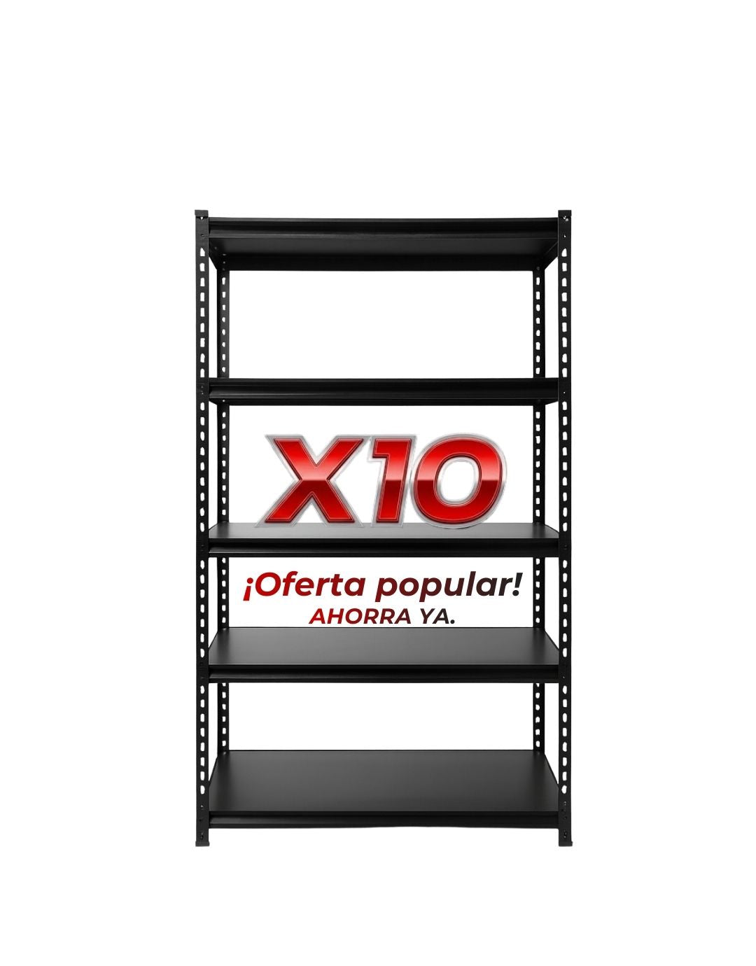 Pack 10 Estante Negro Completo  180x90x40 cm