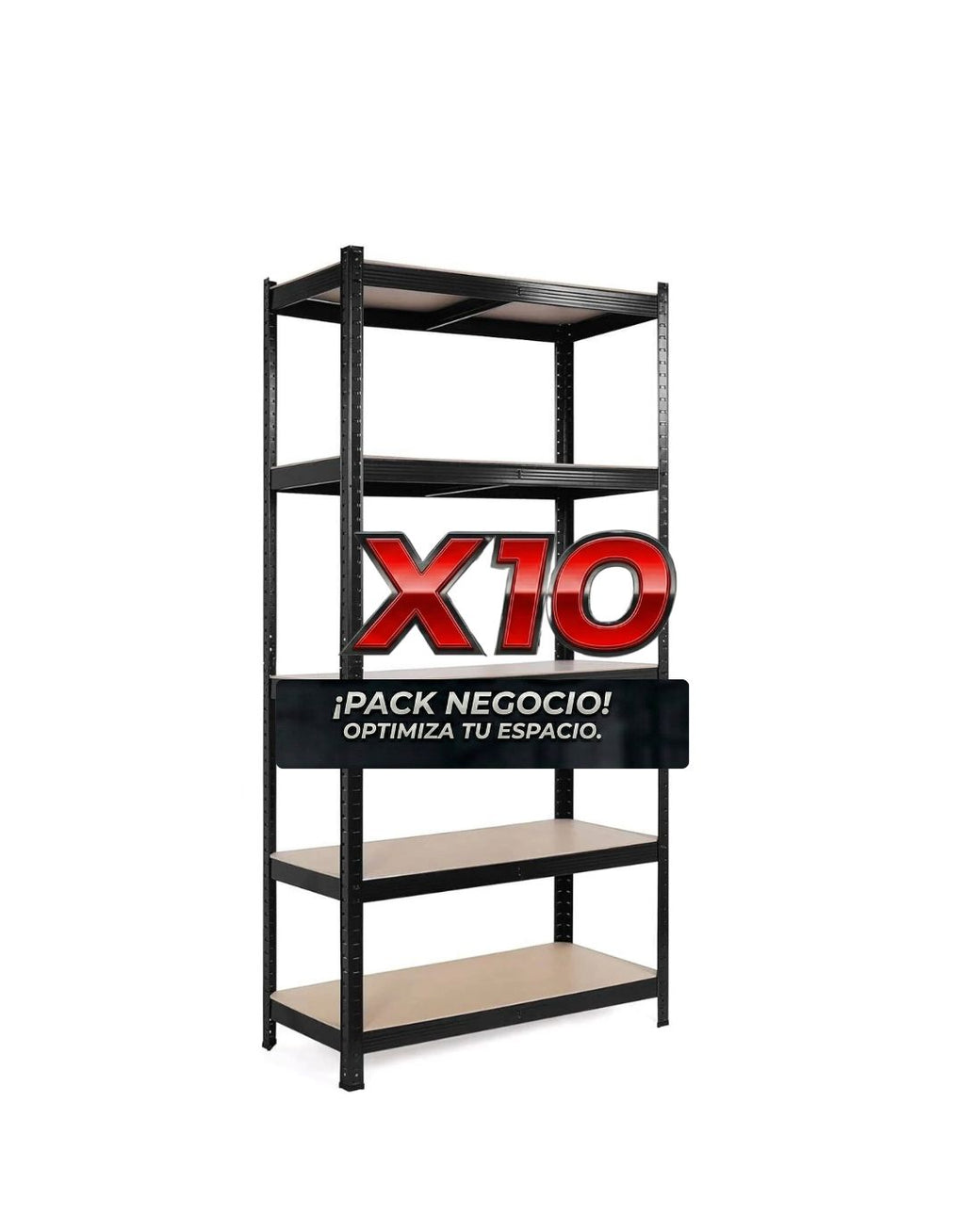 Pack 10 Estante Negro 180x120x45
