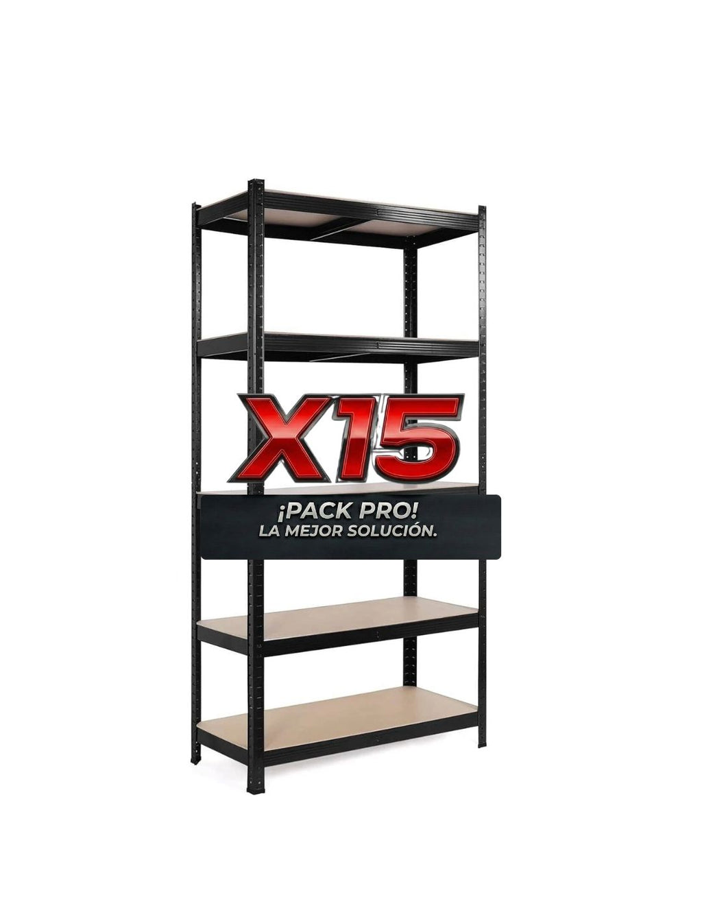Pack 15 Estante Negro 180x120x45