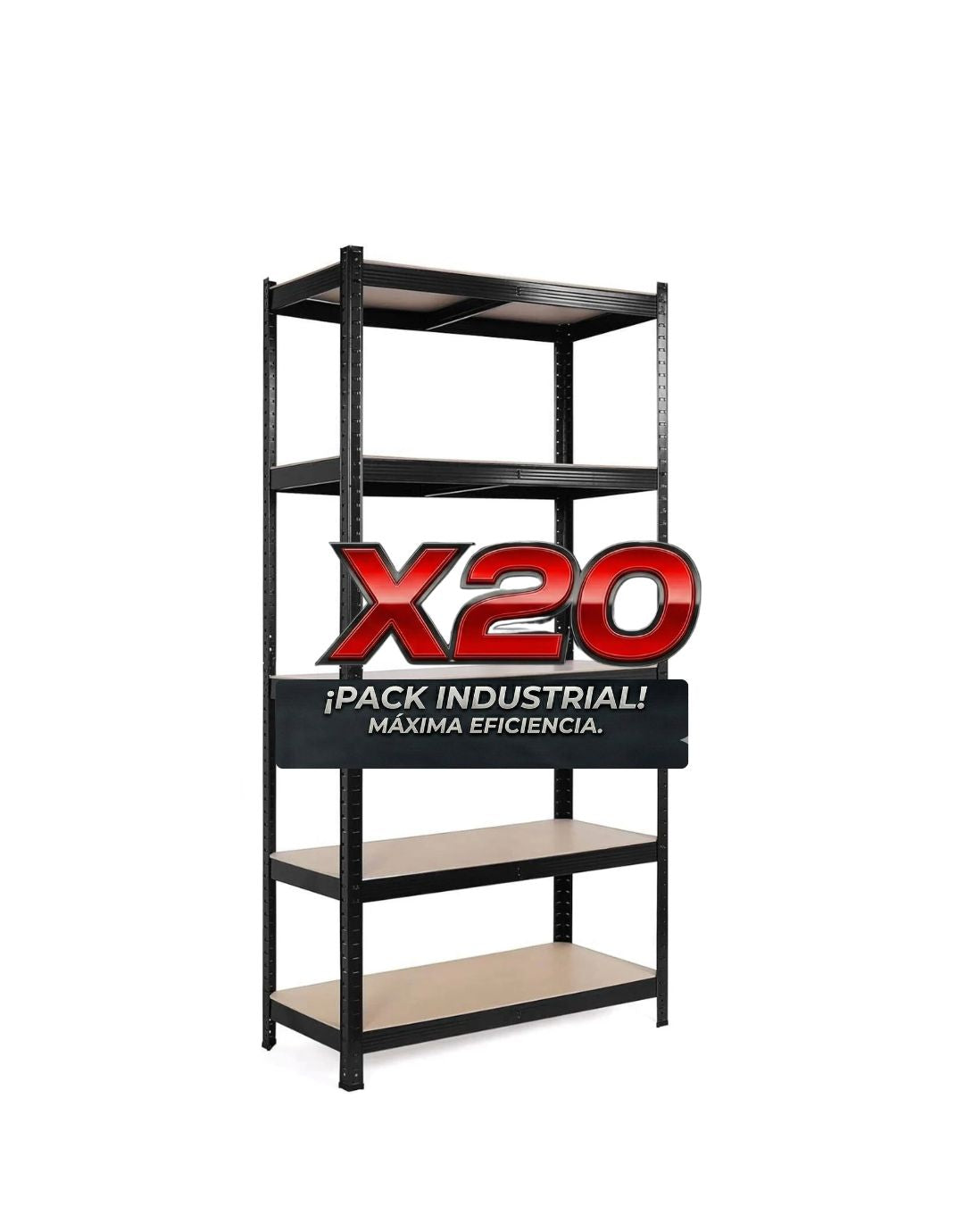 Pack 20 Estante Negro 180x120x45