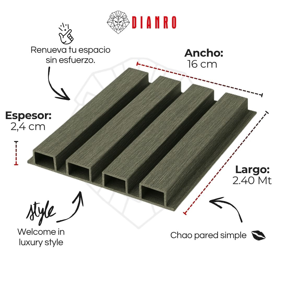 Panel decorativo de pared PVC | Color Grafito