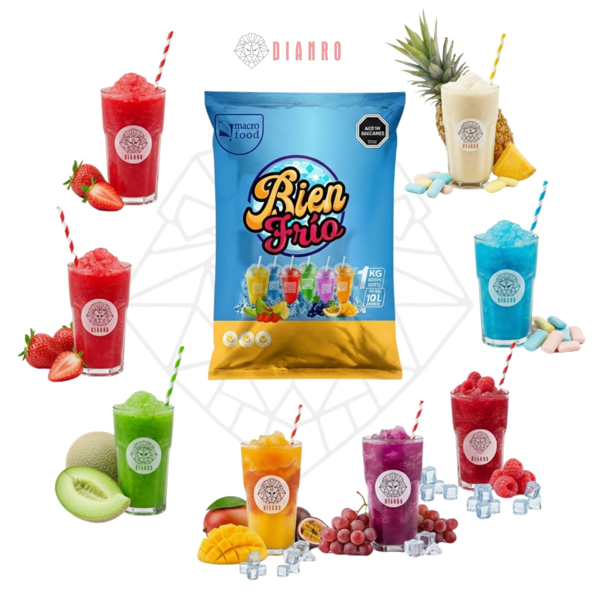 Preparado para Granizadoras Ice blue (chicle) 1 kg – Alto Rendimiento