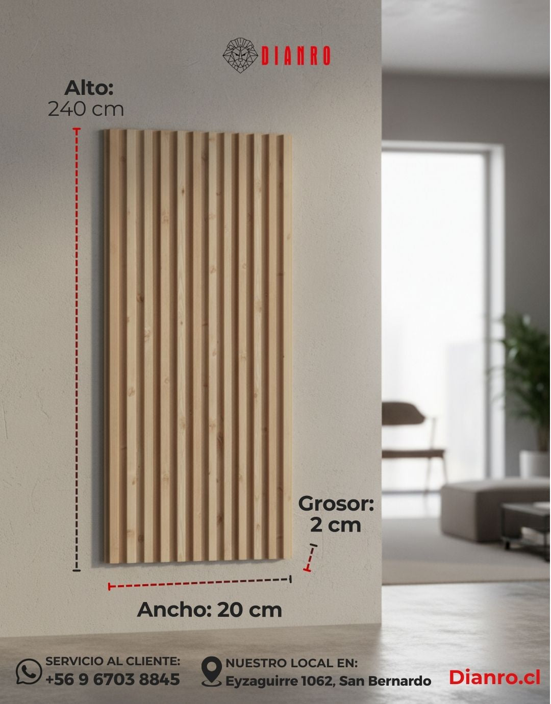 Panel decorativo de pared PVC | Color Haya catedral